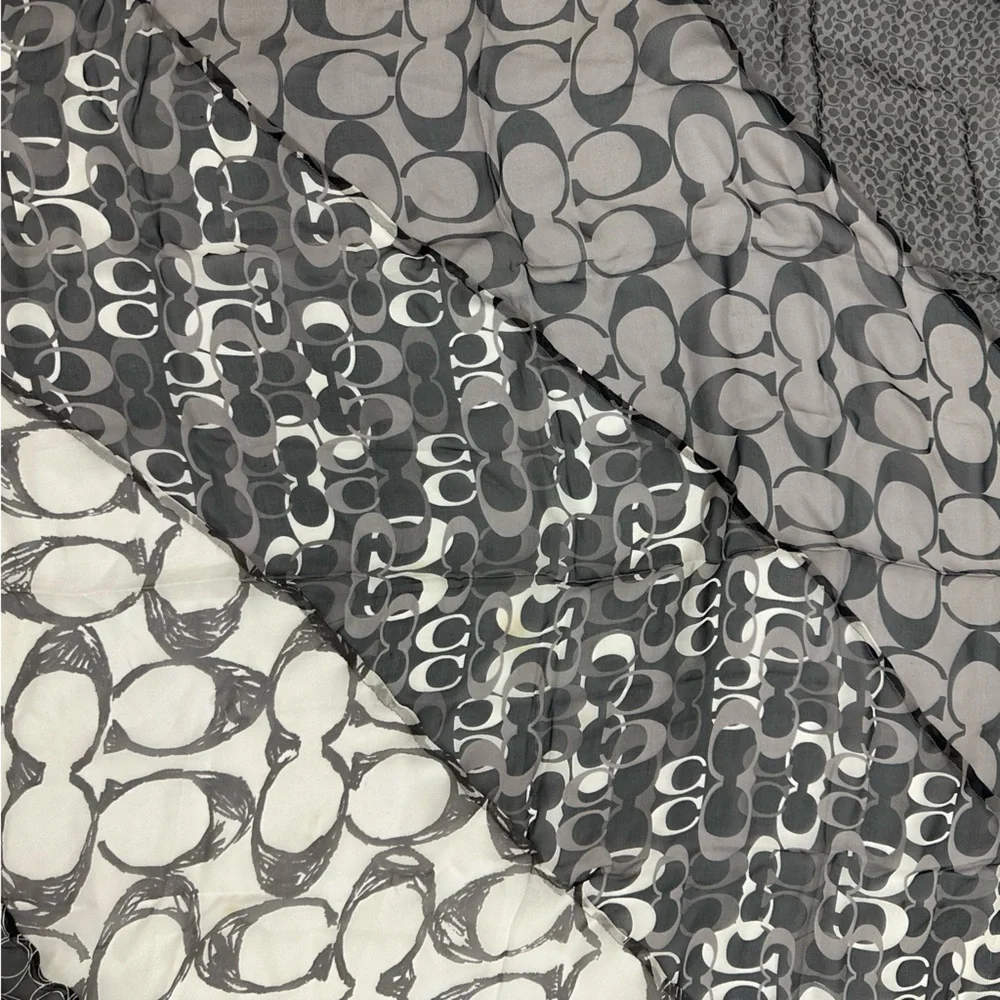 Coach square silk black and white bandana scarf